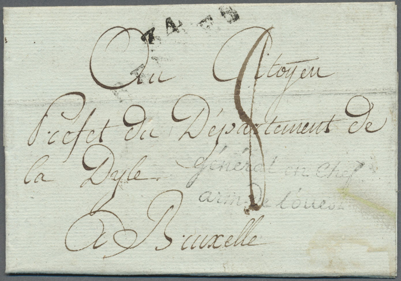 Br Frankreich - Militärpost / Feldpost: 1797, "général En Chef Arm. De L'ouest", Franchise Cachet On Folded Lette - Marques D'armée (avant 1900)