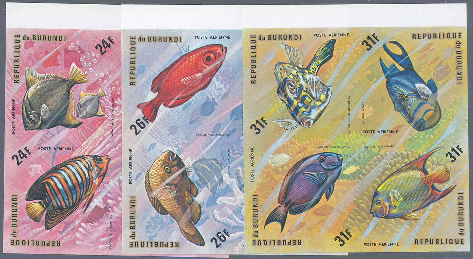 ** Thematik: Tiere-Fische / Animals-fishes: 1974, Burundi, Fische Komplette Serie Mit Flugpostmarken In UNGEZÄHNTEN Post - Fishes