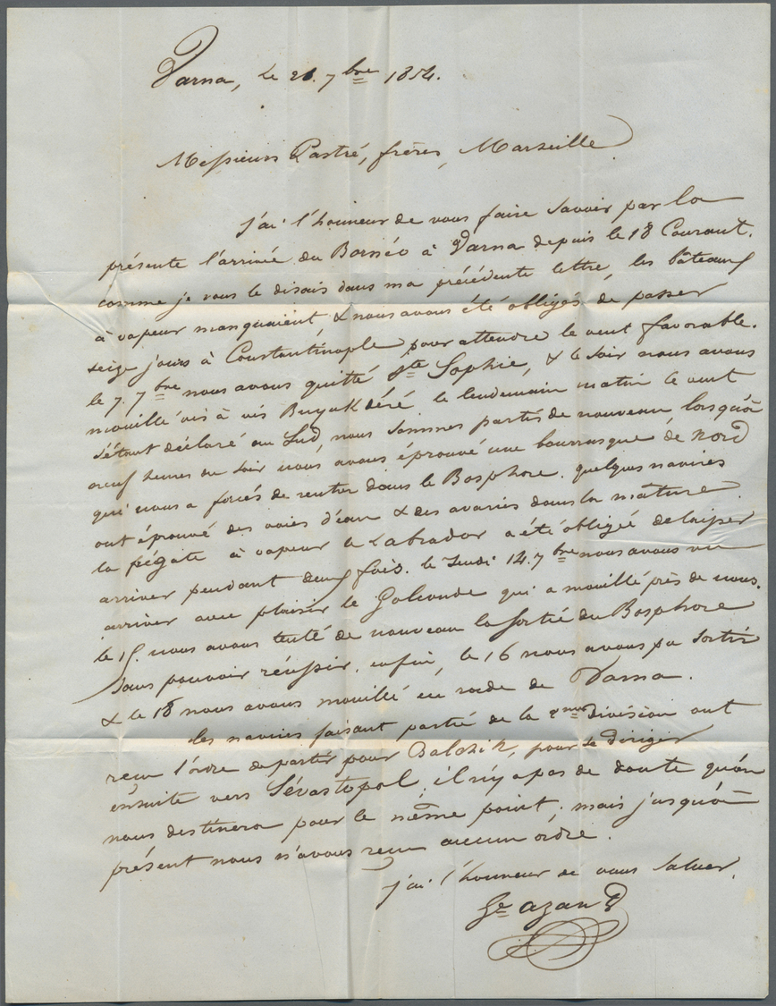 Br Frankreich - Militärpost / Feldpost: CRIMEA-WAR: 1854, Complete Folded Letter From VARNA/BULGARIA With French - Marques D'armée (avant 1900)