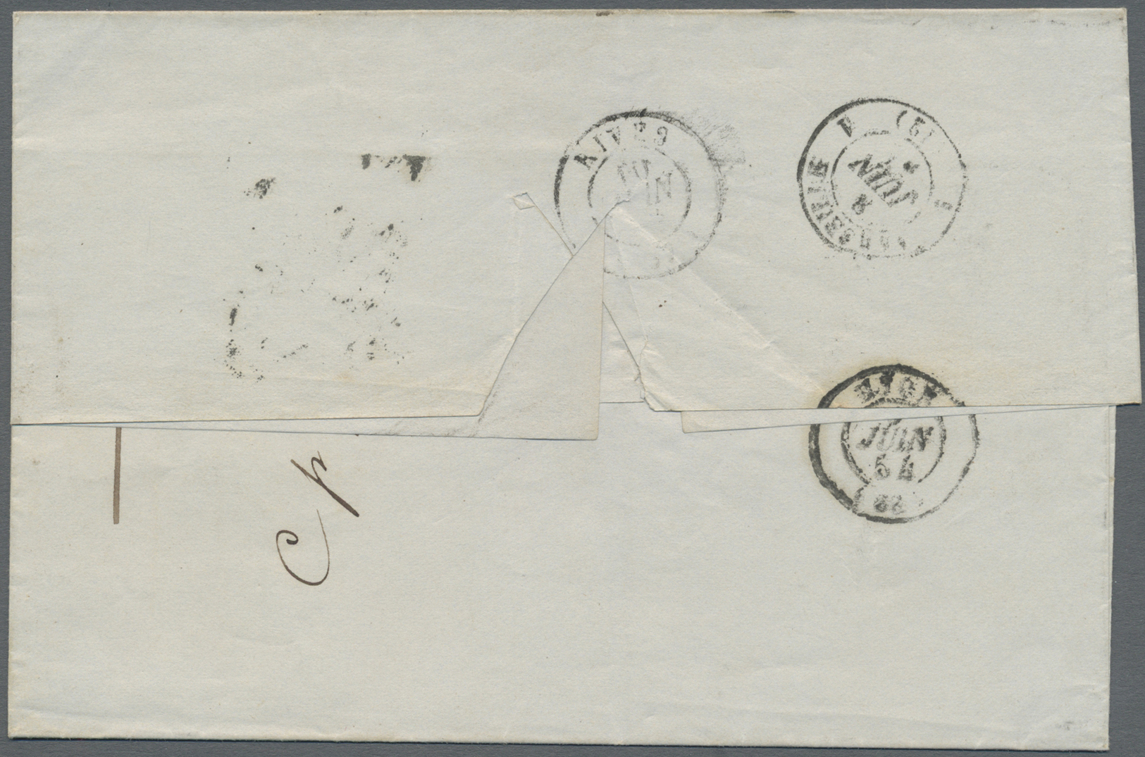 Br Frankreich - Militärpost / Feldpost: 1854, Protection Force ROME - "25" Tax Handstamp On Folded Letter To Fran - Army Postmarks (before 1900)