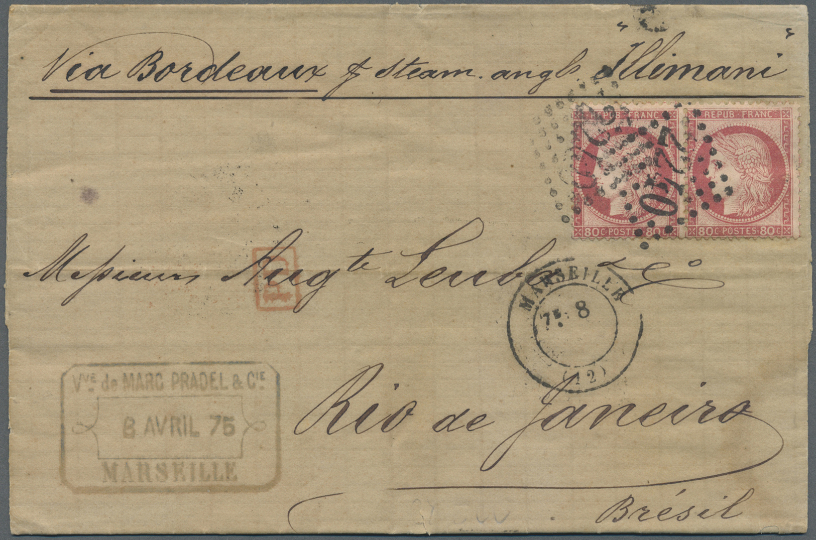 Br Frankreich - Militärpost / Feldpost: 1862/1875, 80 C Napoleon On Folded Letter To VERA CRUZ, Further 80 C Cere - Army Postmarks (before 1900)