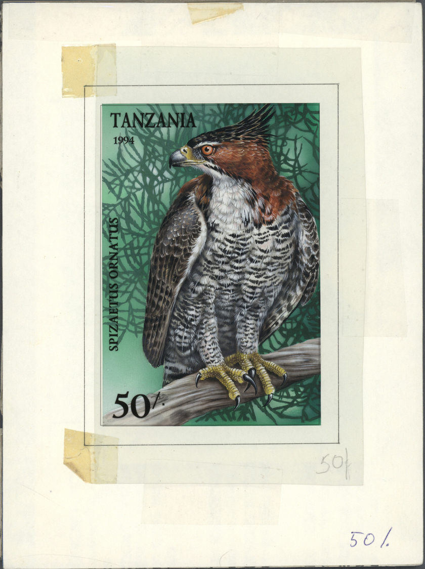 Thematik: Tiere-Greifvögel / Animals-birds Of Prey: 1994, Tanzania. Set Of 8 Artworks For The Stamps And The Souvenir Sh - Eagles & Birds Of Prey