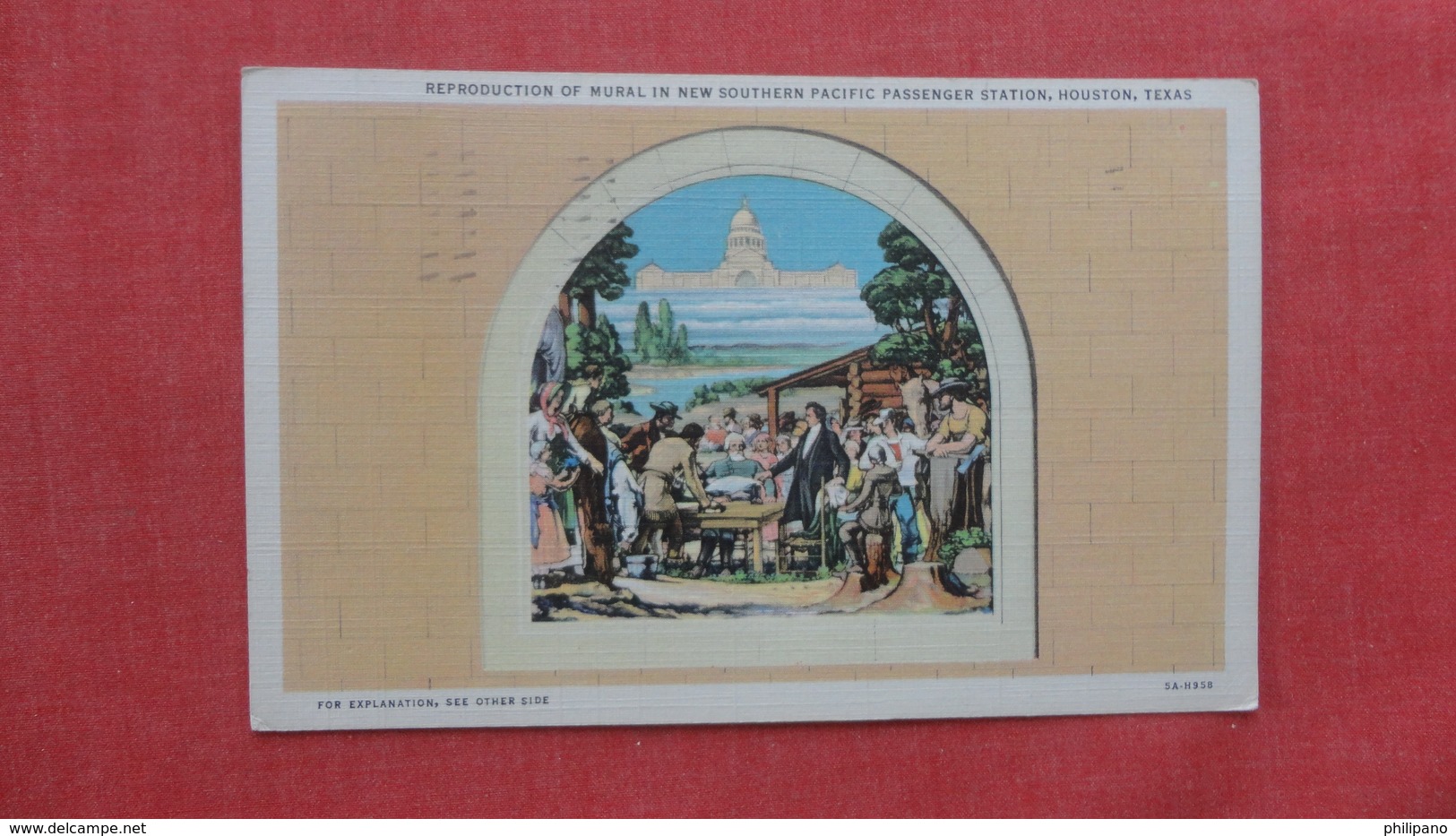 Mural- Gathering Of Colonists In 1823 On Colorado River N0t Far From  Bay City Texas   Ref 2691 - History