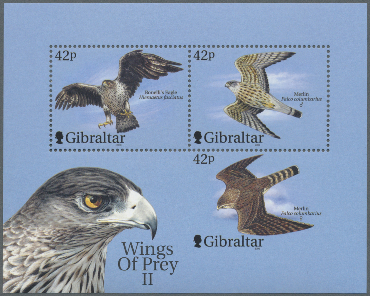 ** Thematik: Tiere-Greifvögel / Animals-birds Of Prey: 2000, GIBRALTAR: Birds Of Prey II Miniature Sheet With MISSING PE - Eagles & Birds Of Prey