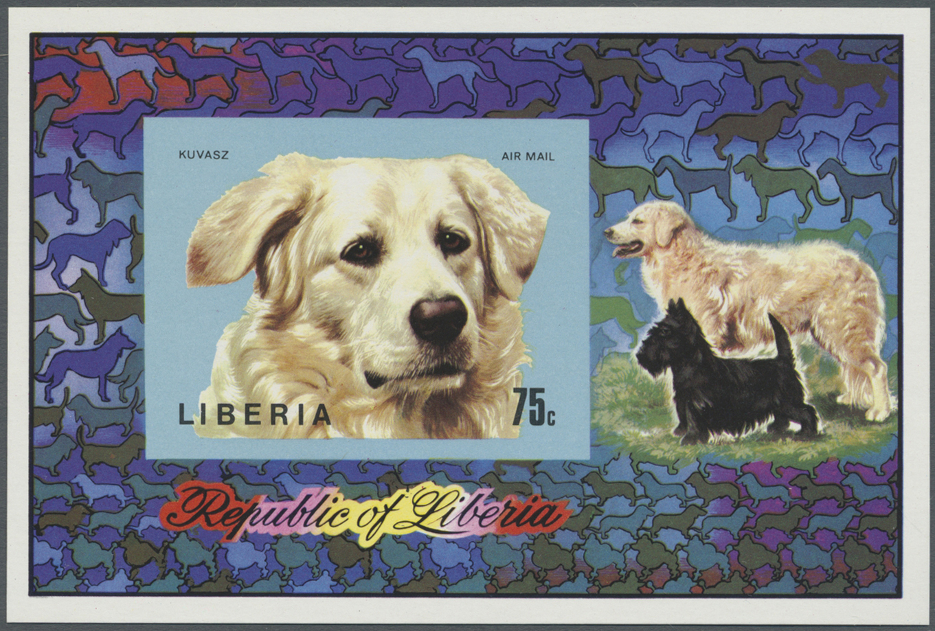** Thematik: Tiere-Hunde / Animals-dogs: 1974, LIBERIA: Dog ('Kuvasz') IMPERFORATE Miniature Sheet, Mint Never Hinged An - Dogs