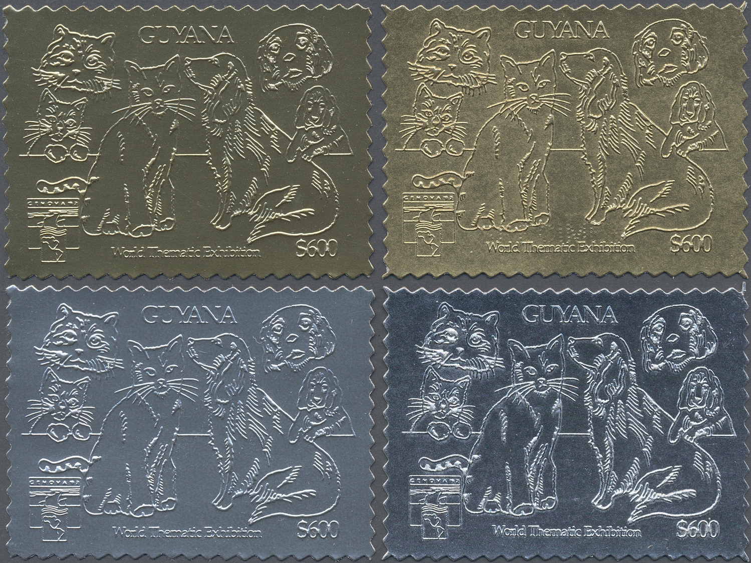** Thematik: Tiere-Hunde / Animals-dogs: 1992, International Stamp Exhibition Genova'92 GOLD And SILVER Stamps And Minia - Chiens