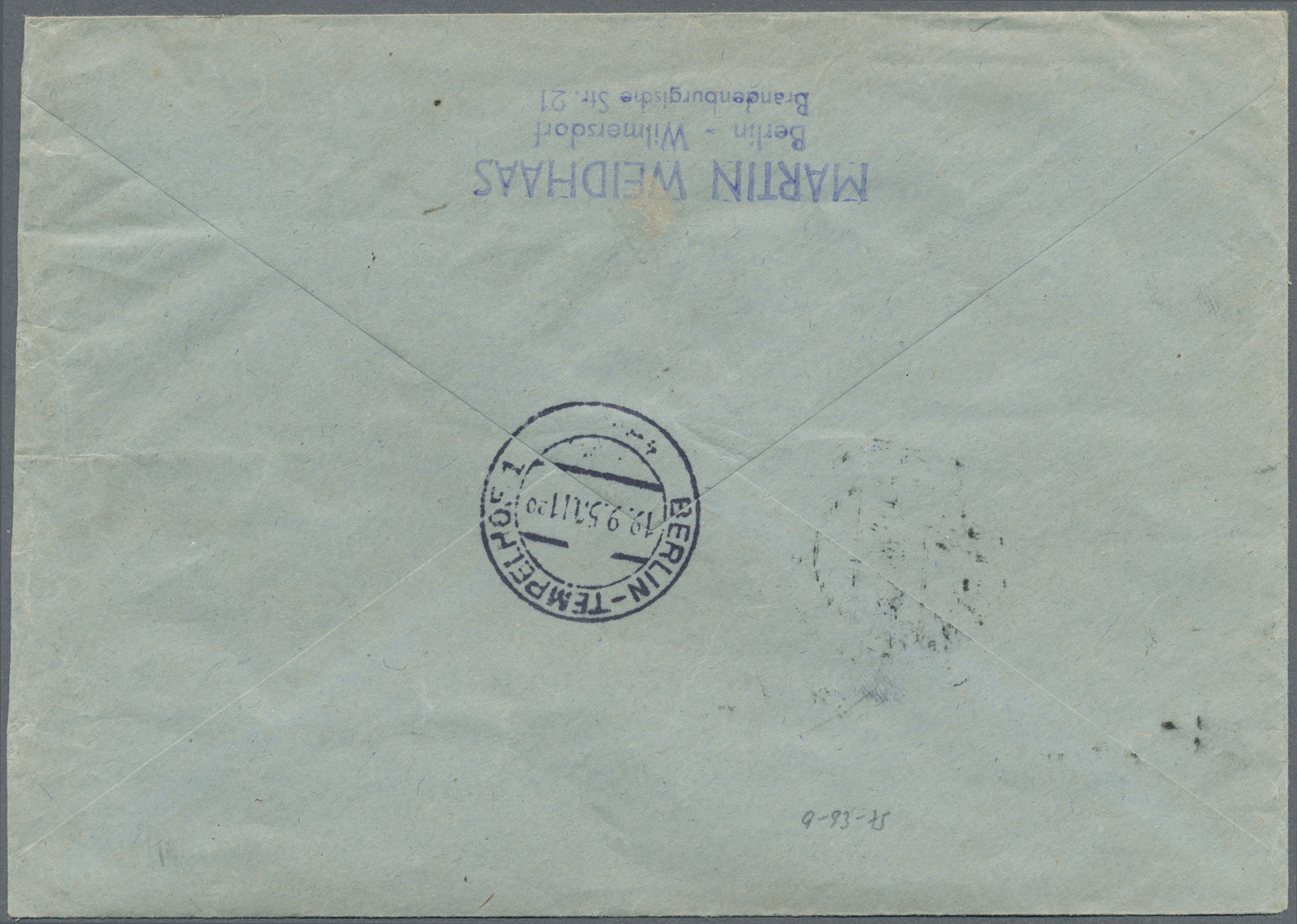 Br Berlin - Postschnelldienst: 1950, Schnelldienstbrief 80 Pfennig Bauten I Als EF Ab Halensee 1 29.8.5 - Storia Postale