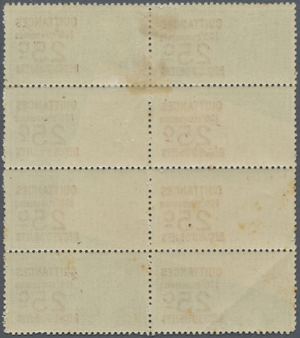 * Frankreich - Besonderheiten: 1920/1930. Unused Block Of 8 Revenue Stamps "Quittances 25c Red On Blue" With VAR - Other & Unclassified