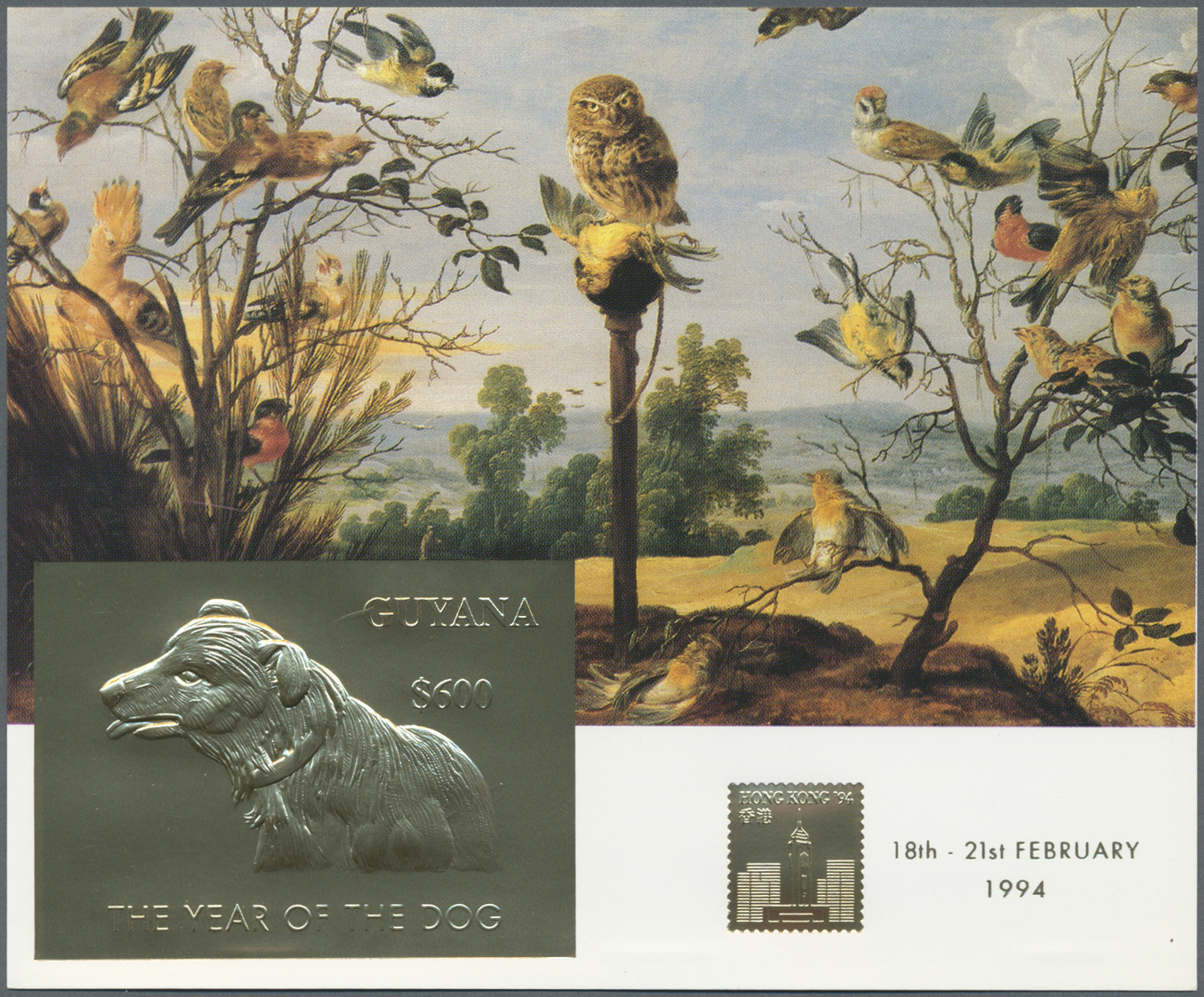 ** Thematik: Tiere-Hunde / animals-dogs: 1994, International Stamp Exhibition Hongkong '94 GOLD and SILVER miniature she