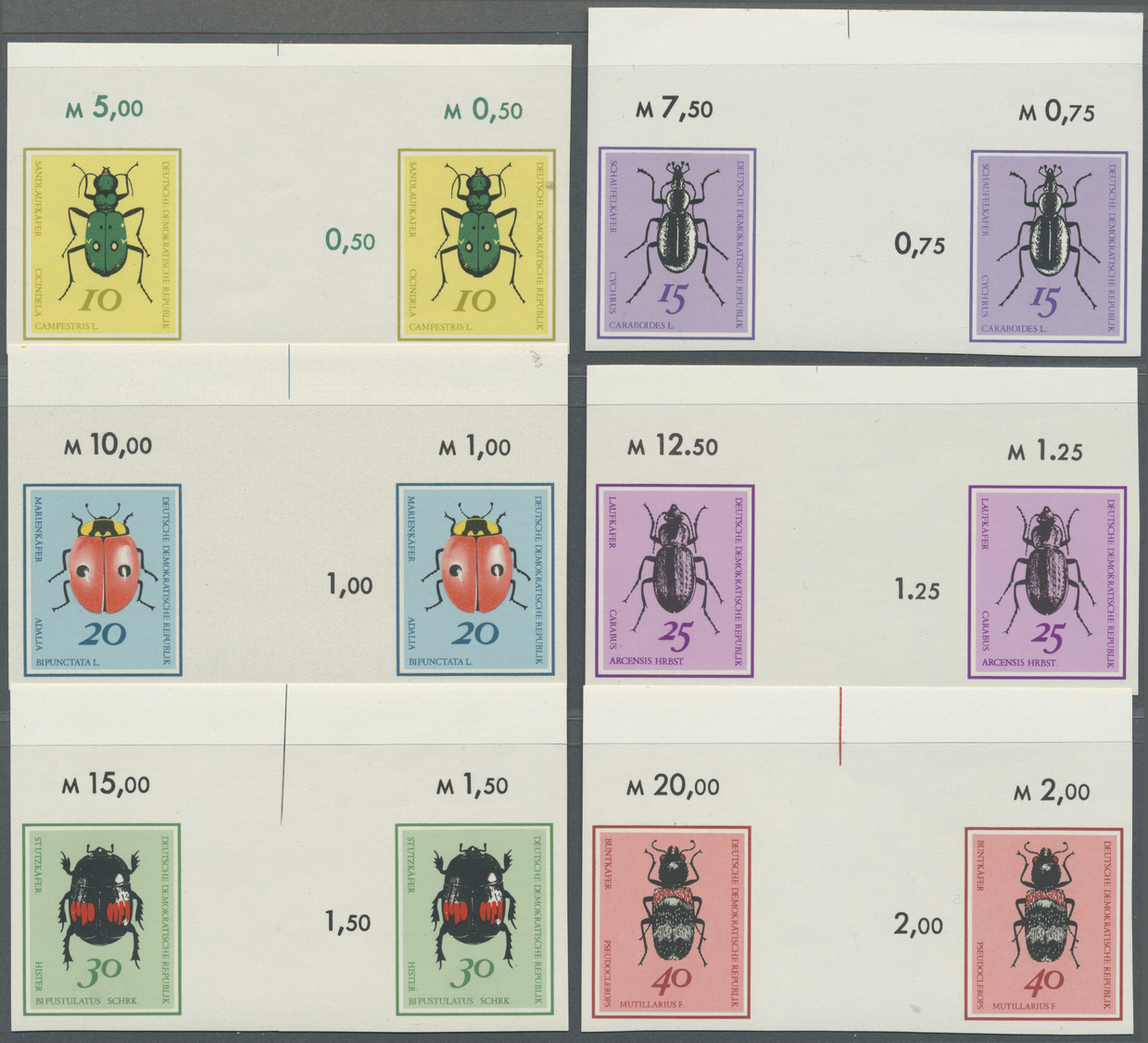 ** Thematik: Tiere-Insekten / Animals-insects: 1968: DDR, Käfer UNGEZÄHNT In Originalfarben, 6 Werte Komplett In Waagere - Other & Unclassified