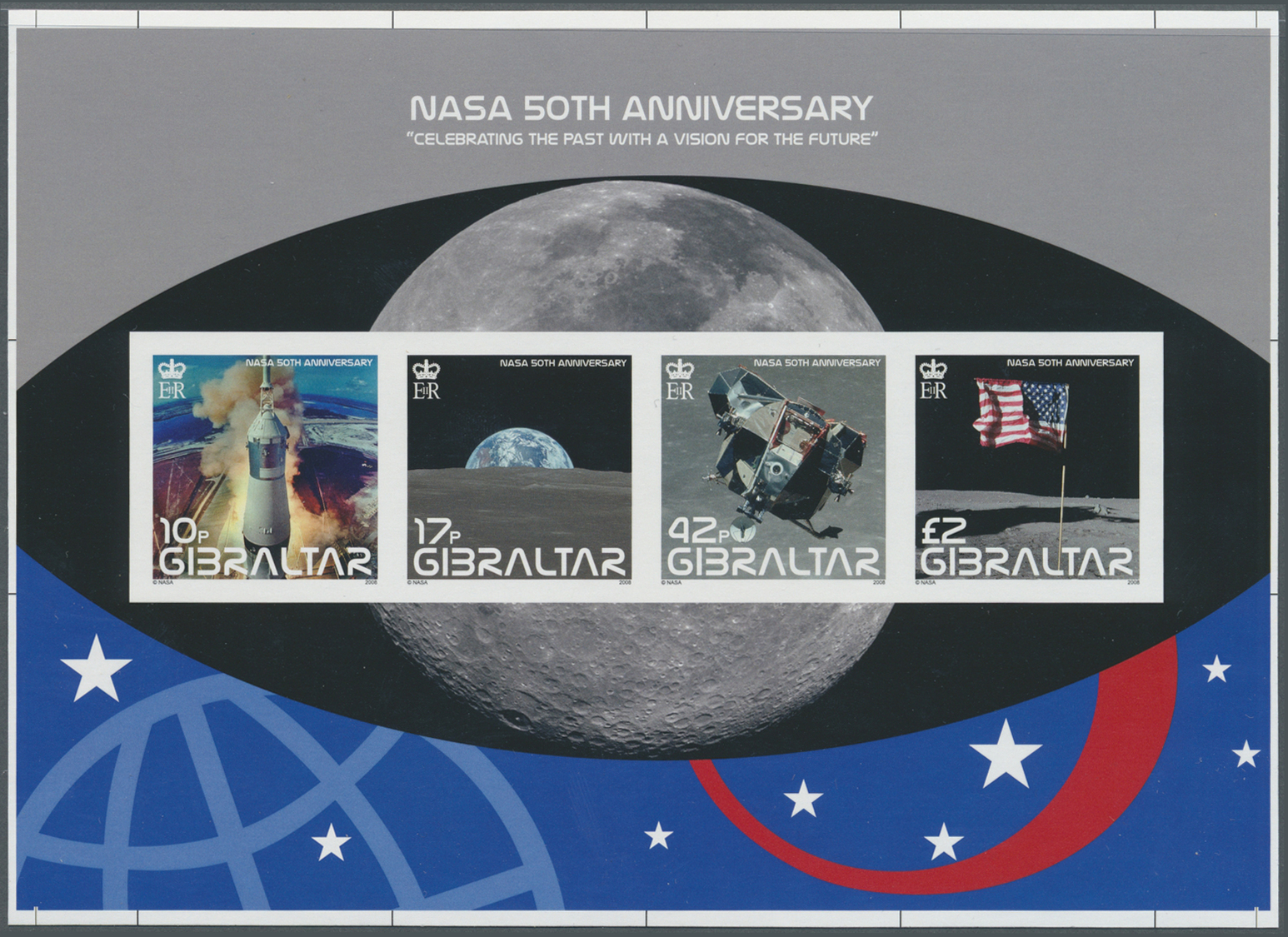 ** Gibraltar: 2008, 50 Jahre NASA Als Postfrische, Ungezähnte Blockausgabe (nur 25 Stücke Bekannt) - Gibraltar