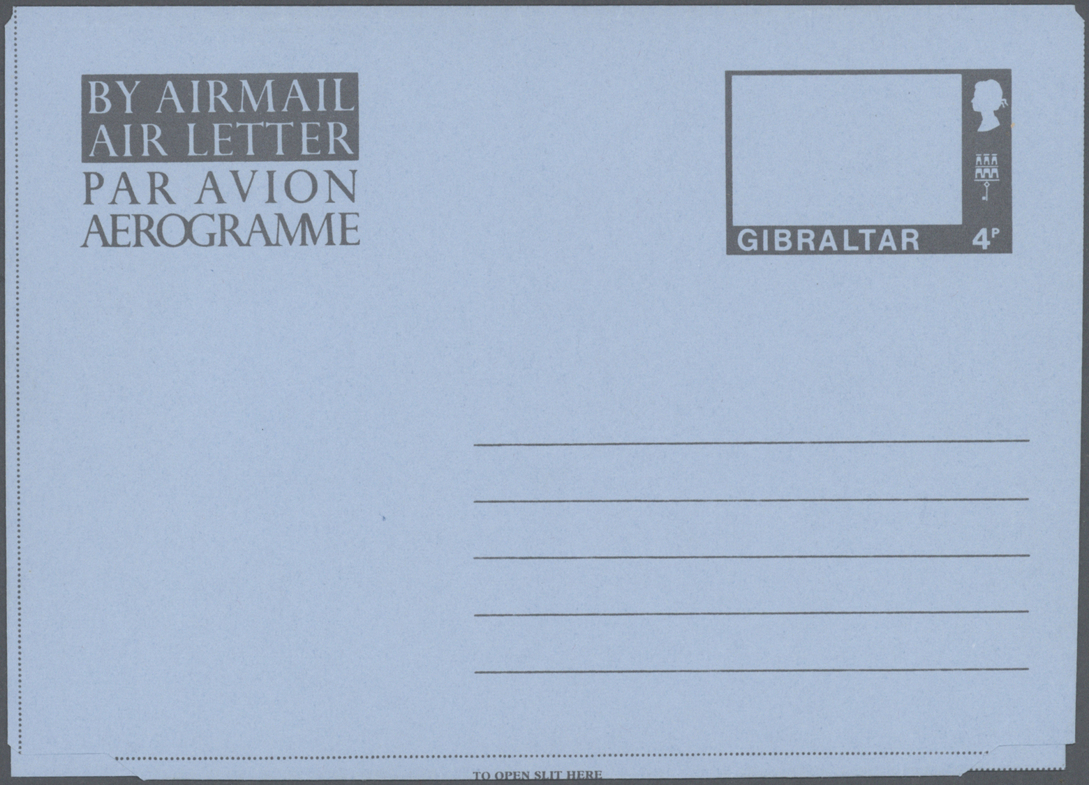 GA Gibraltar - Ganzsachen: 1971, Airletter 4d Small Size, Variety: Black Printing Omitted (Jackson AL8b), Plus Or - Gibraltar