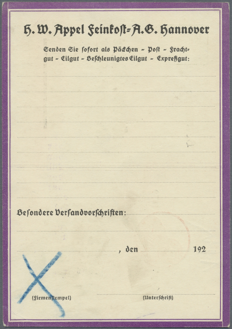GA Thematik: Tiere-Meerestiere / Animals-sea Animals: 1925 (ca), Dt. Reich. Privat-Postkarte 5 Pf Reichsadler "Appel Fei - Marine Life