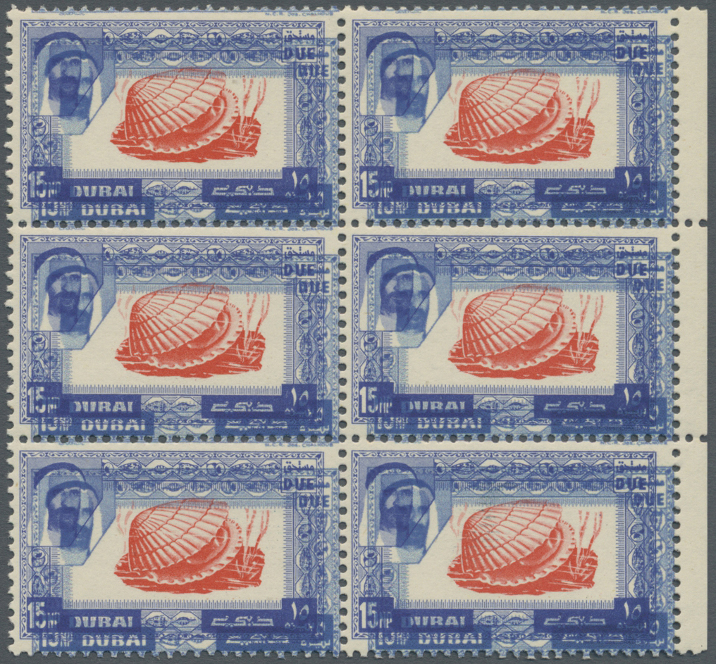 ** Thematik: Tiere-Meerestiere-Muscheln / Animals-sea Animals-shells: 1963, Dubai, 15np. "Cardium Edule", Block Of Six W - Coneshells