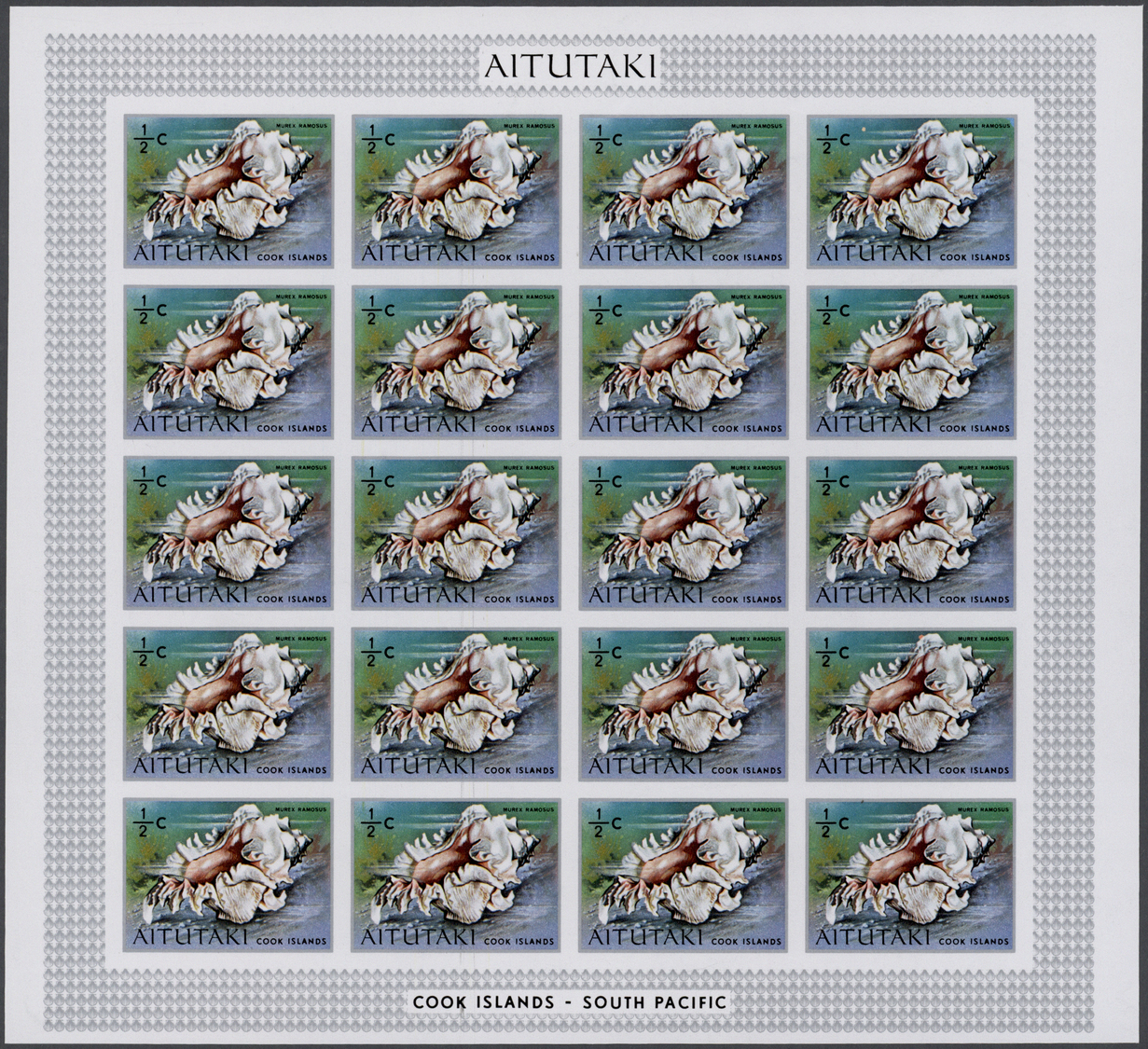 ** Thematik: Tiere-Meerestiere-Muscheln / Animals-sea Animals-shells: 1974, Aitutaki. Complete IMPERFORATE Miniature She - Coneshells