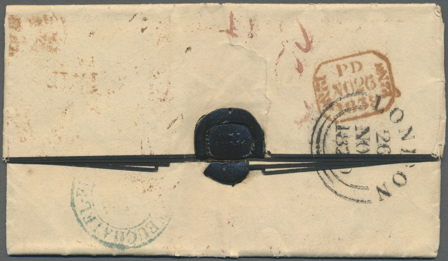 Br Großbritannien - Vorphilatelie: 1839. Pre-stamp Mourning Envelope Addressed To Switzerland Cancelled By Hand-s - ...-1840 Préphilatélie