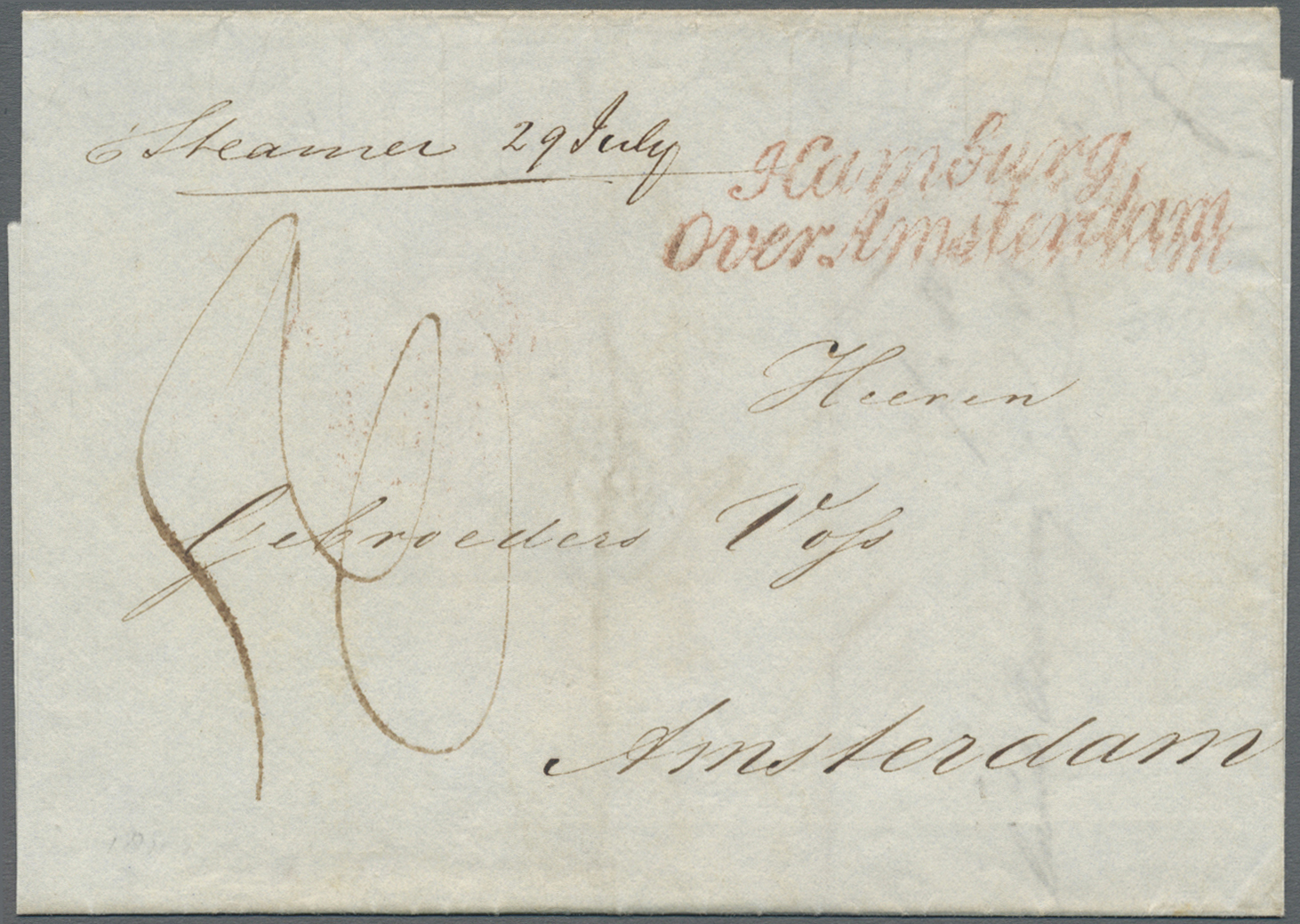 Br Großbritannien - Vorphilatelie: 1844, Folded Letter Sent From LEEDS With Better Transit Mark "Hamburg Over Ams - ...-1840 Préphilatélie