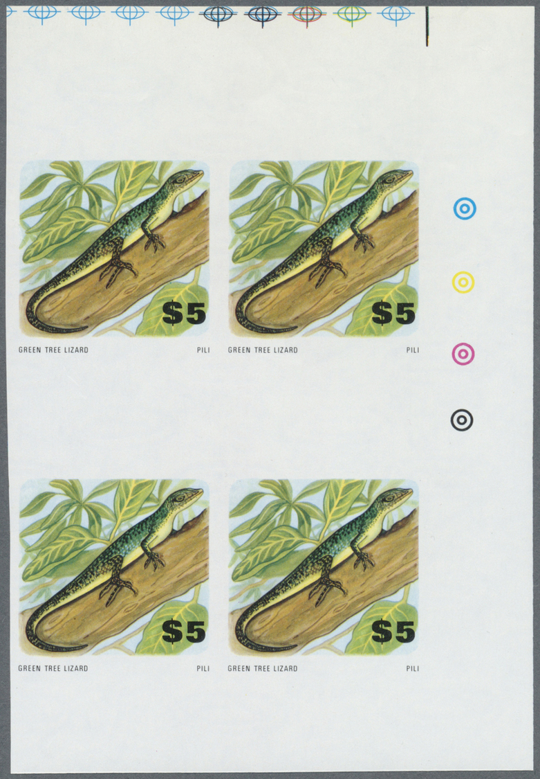 ** Thematik: Tiere-Reptilien / Animals-reptiles: 1975, Samoa. Progressive Proof (2 Phases) In A Corner Block Of 4 For Th - Other & Unclassified