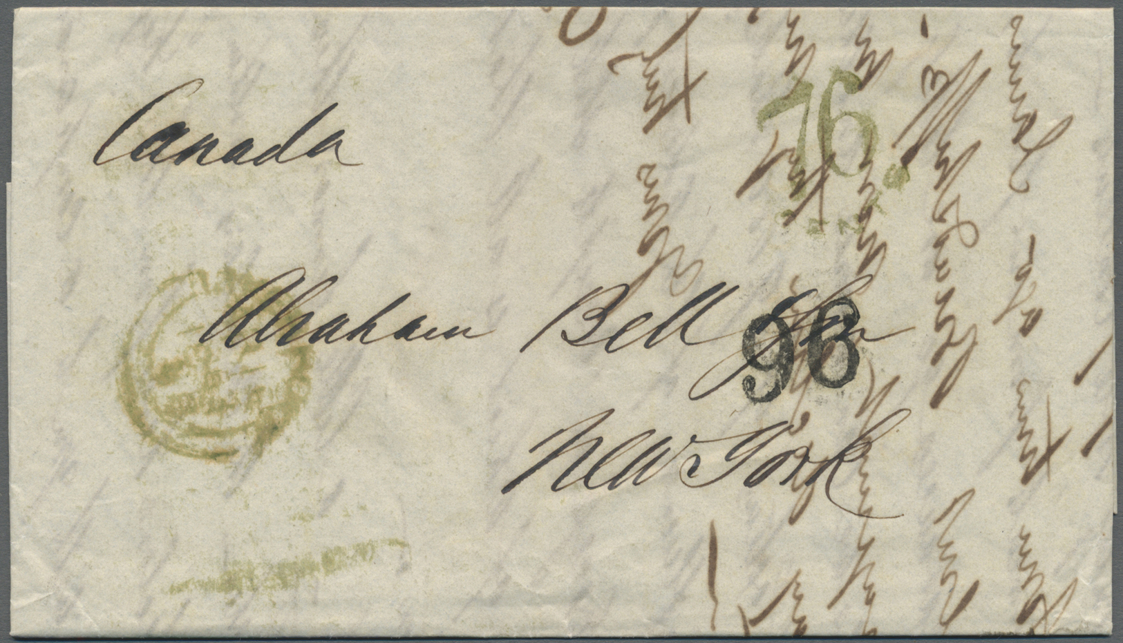 Br Großbritannien - Vorphilatelie: 1853. Pre-stamp Envelope Addressed To New York Cancelled By Liverpool Date Sta - ...-1840 Prephilately