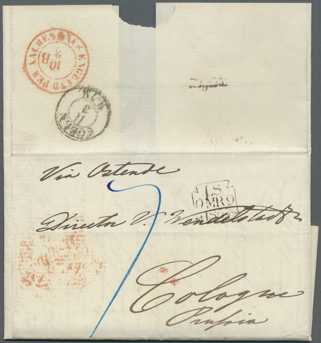 Br Großbritannien - Vorphilatelie: 1857 (Jul 28), Folded Envelope Sent With British MC "LS MR 9 1857" And Tax "7" - ...-1840 Préphilatélie