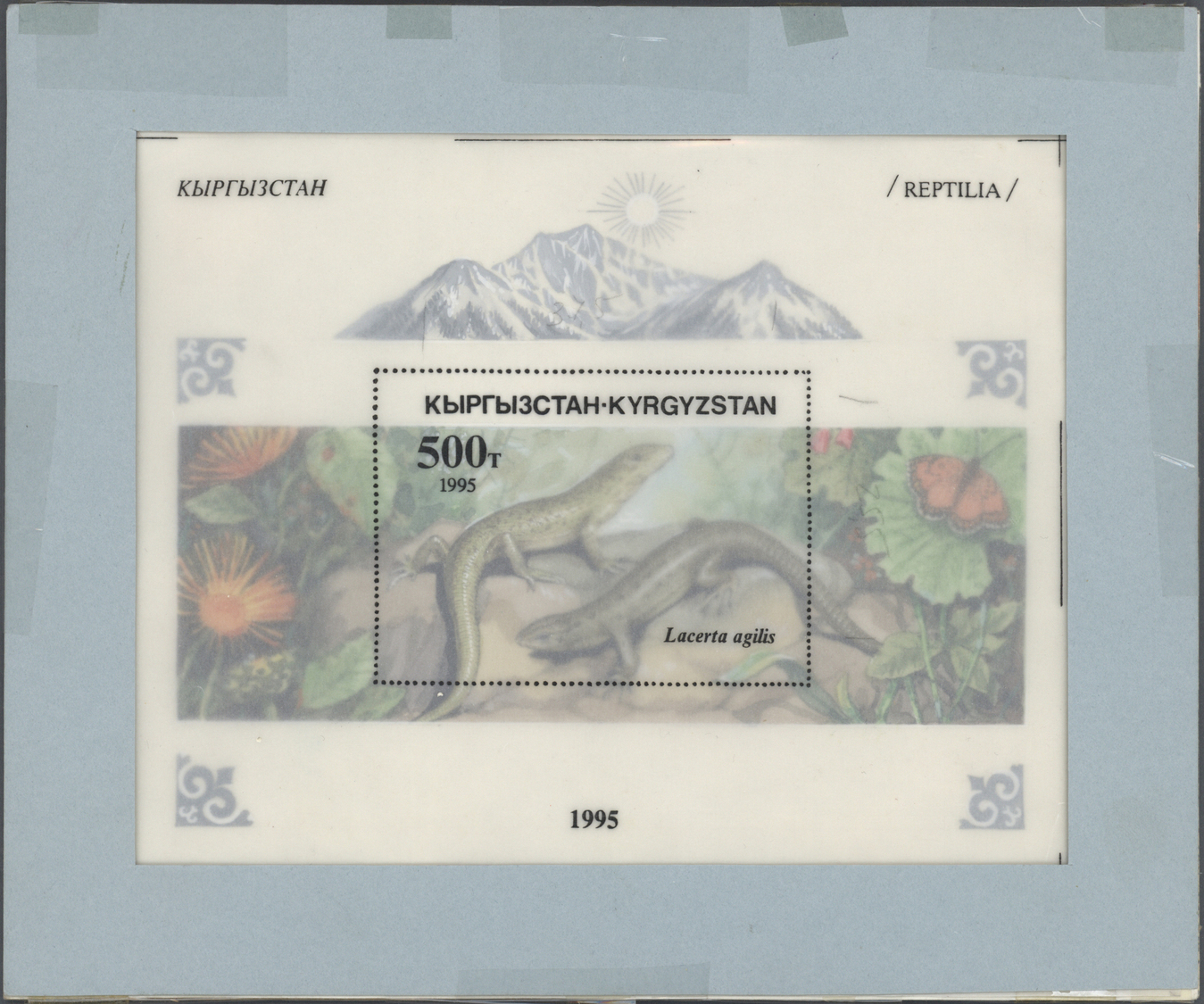 Thematik: Tiere-Reptilien / animals-reptiles: 1995/1996, Kyrgyzstan. Set of 8 artworks for stamps of the complete Reptil