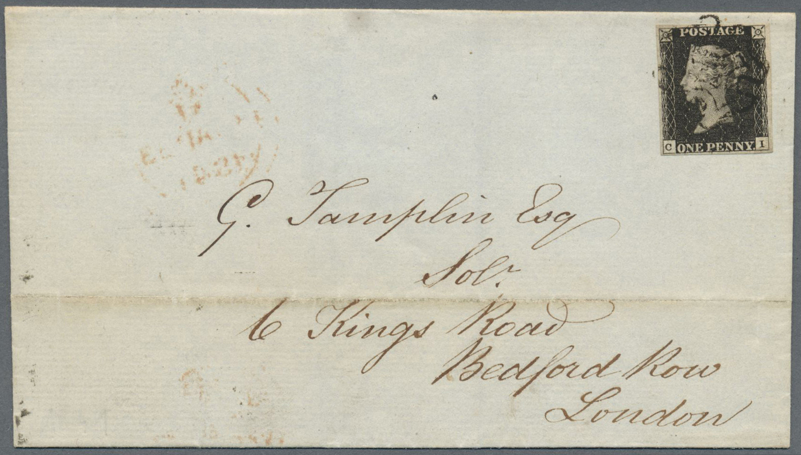 Br Großbritannien: 1841, 1d. Black, Fresh Colour, Close To Full Margins, On Lettersheet Clearly Oblit. By Black M - Other & Unclassified