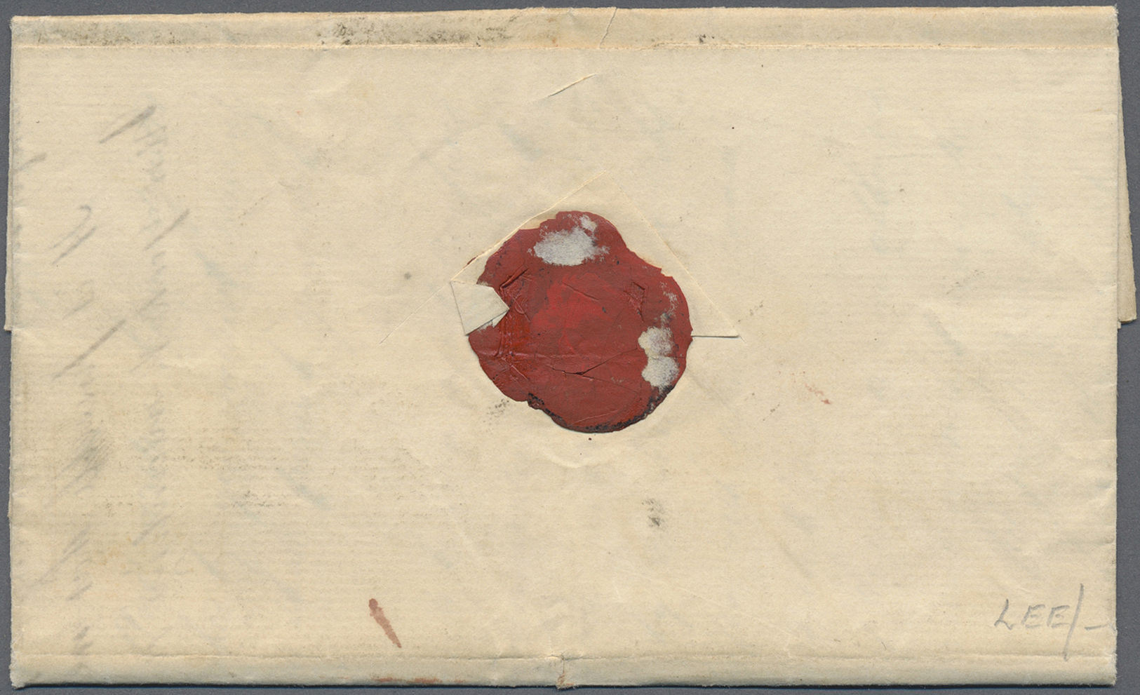 Br Großbritannien: 1851, Mail To California/USA, 1d. Red-brown On Blue, Deep Colour, Cut Into At Left And Wide Ma - Autres & Non Classés