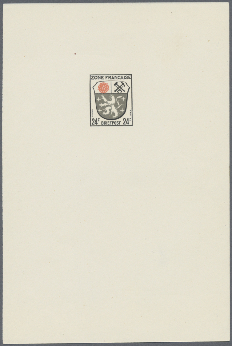 (*) Französische Zone - Allgemeine Ausgabe: 1945, 24 Pfg. Wappen, Hochformatiger Künstlerdruck Im Drei-F - Andere & Zonder Classificatie