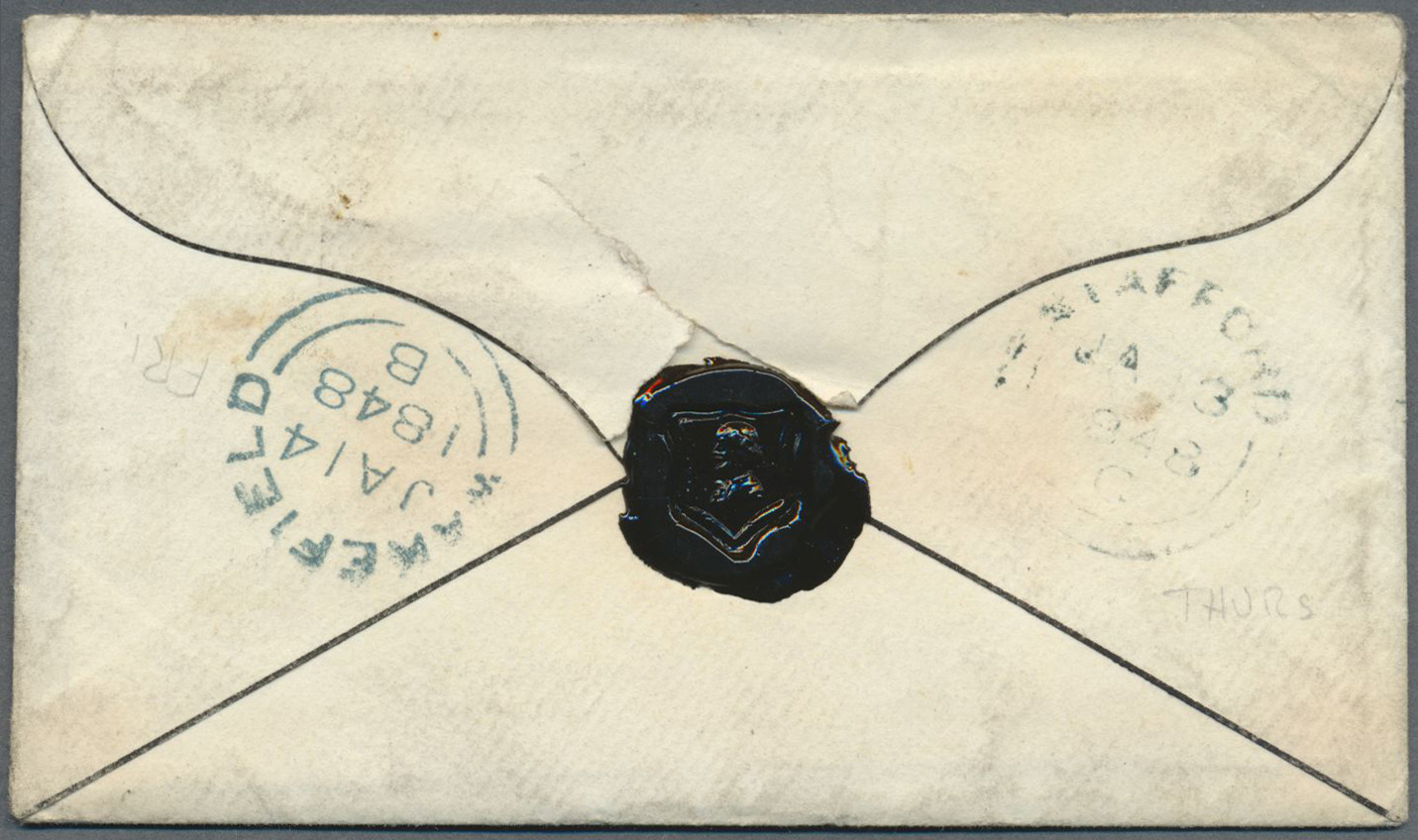 Br Großbritannien: 1845, 2d. Blue "white Lines", Fresh Colour, Touched To Full Margins, On Entire Letter (vertica - Autres & Non Classés