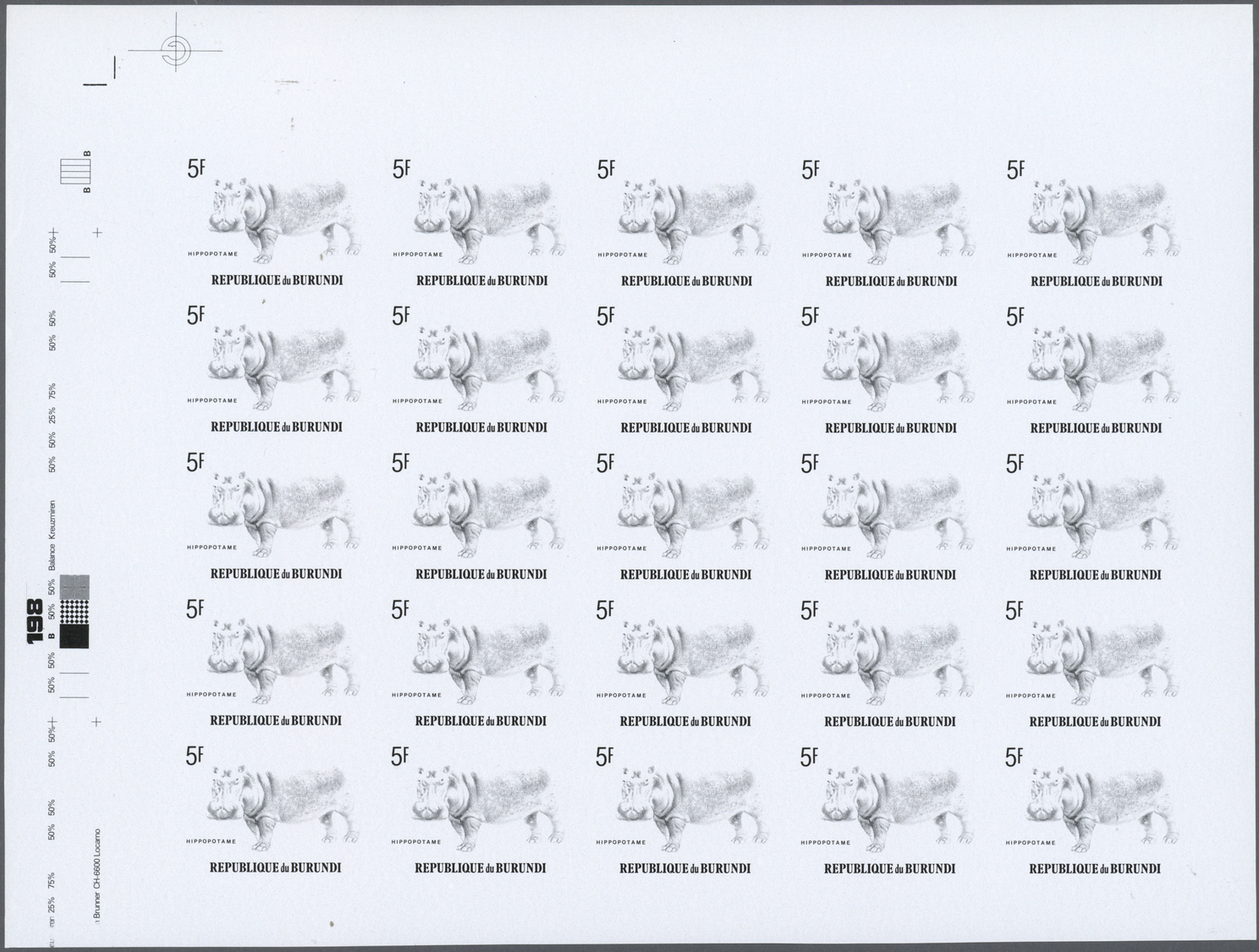 ** Thematik: Tiere-Säugetiere / Animals-mammals: 1991, Burundi. Imperforate Progressive Proof (2 Phases) For The 5fr Val - Other & Unclassified