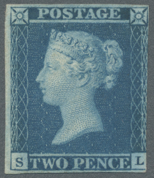 (*) Großbritannien: 1841, QV 2 D. Blue Plate 3, Letters S-L MINT With Variety INVERTED WATERMARK (only 2 Known!) A - Other & Unclassified