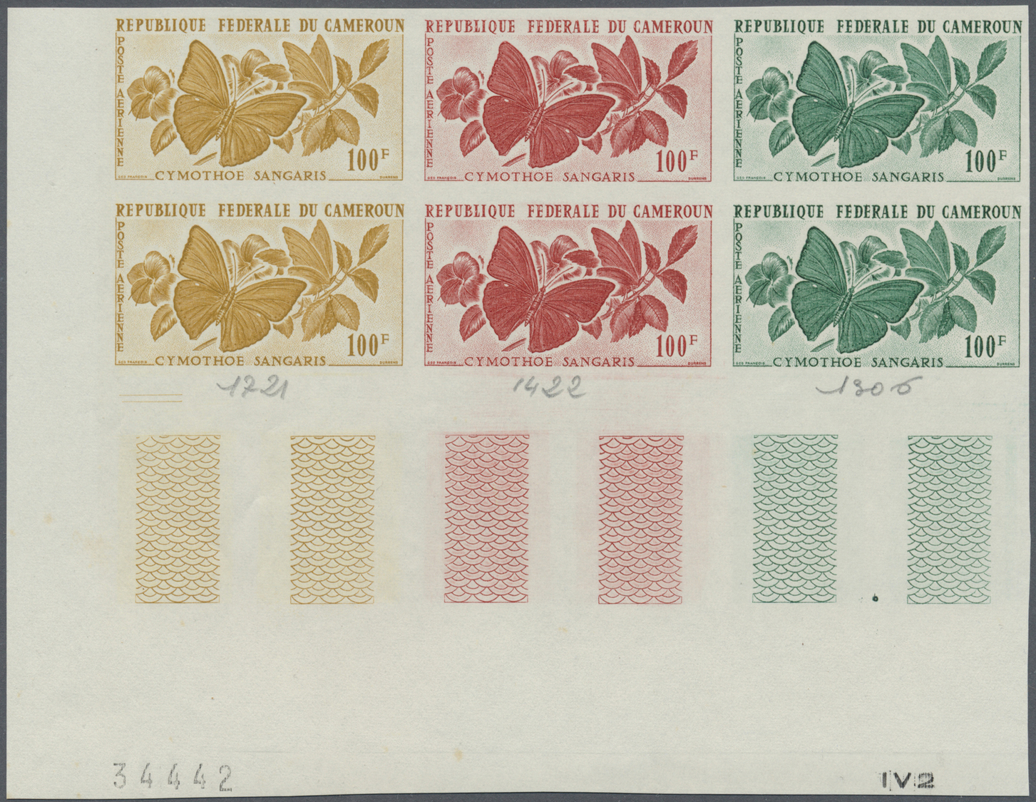 ** Thematik: Tiere-Schmetterlinge / Animals-butterflies: 1962, KAMERUN: Flugpostmarke 100 Fr. Schmetterling (Afrikanisch - Butterflies