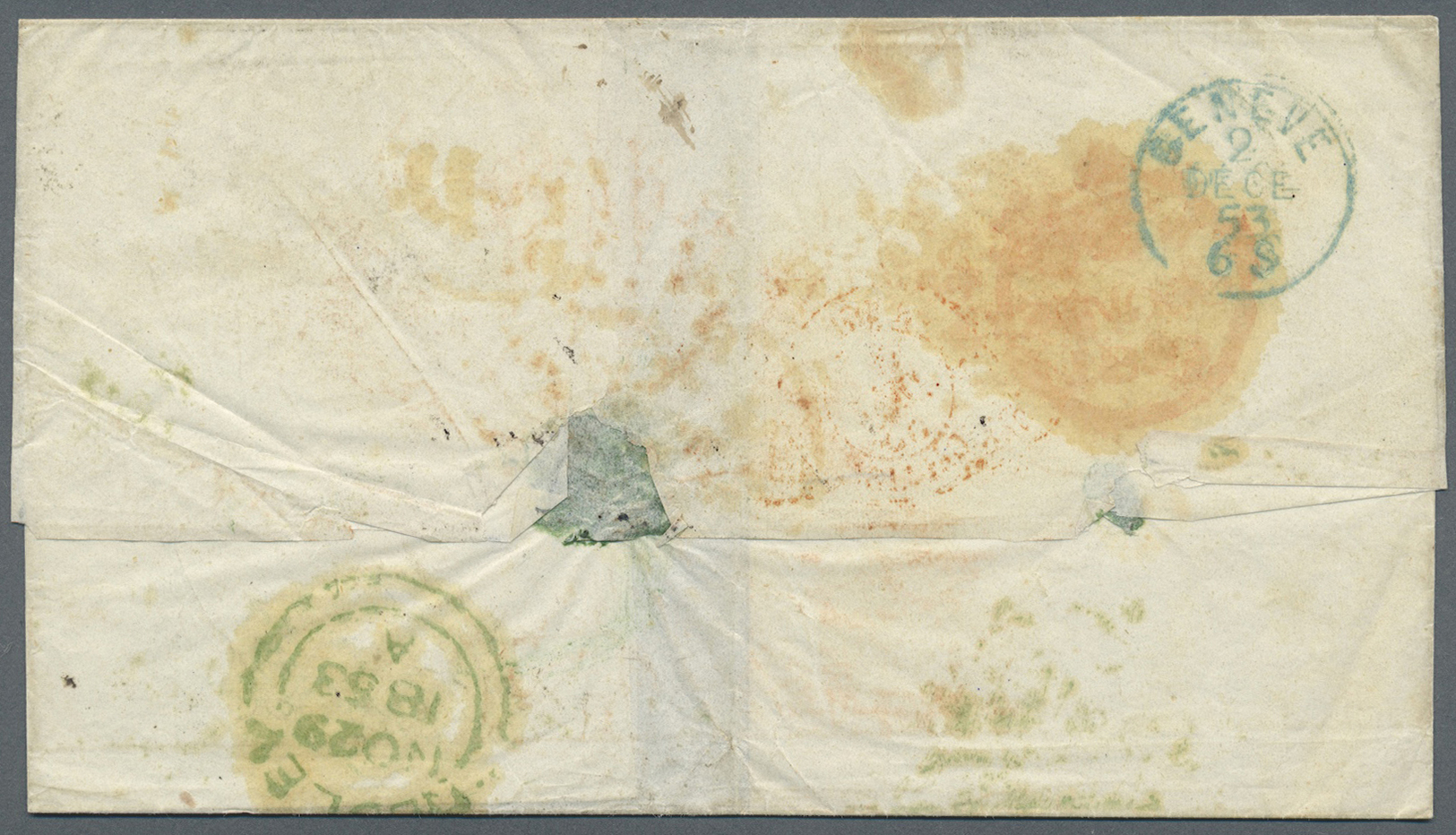Br Großbritannien: 1863. Envelope Addressed To Switzerland Bearing SG 8, 1d Brown And SG 57, 10d Brown Tied By '2 - Other & Unclassified