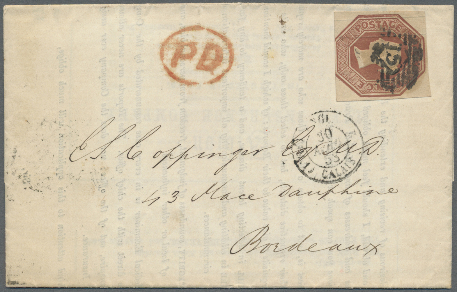Br Großbritannien: 1853, 10 Shilling Embossed Cut Square As Single Franking On Preprited Letter From A Live Insur - Other & Unclassified