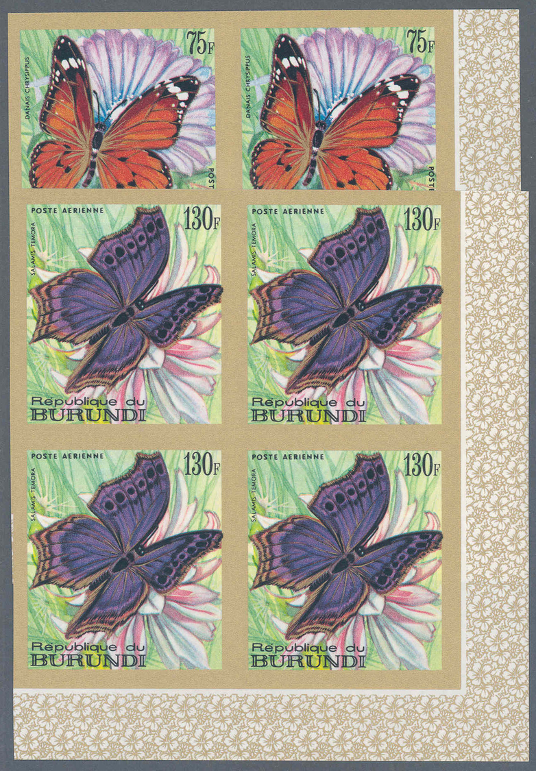 ** Thematik: Tiere-Schmetterlinge / Animals-butterflies: 1968, Burundi, Schmetterlinge Komplett In UNGEZÄHNTEN Eckrand-V - Butterflies