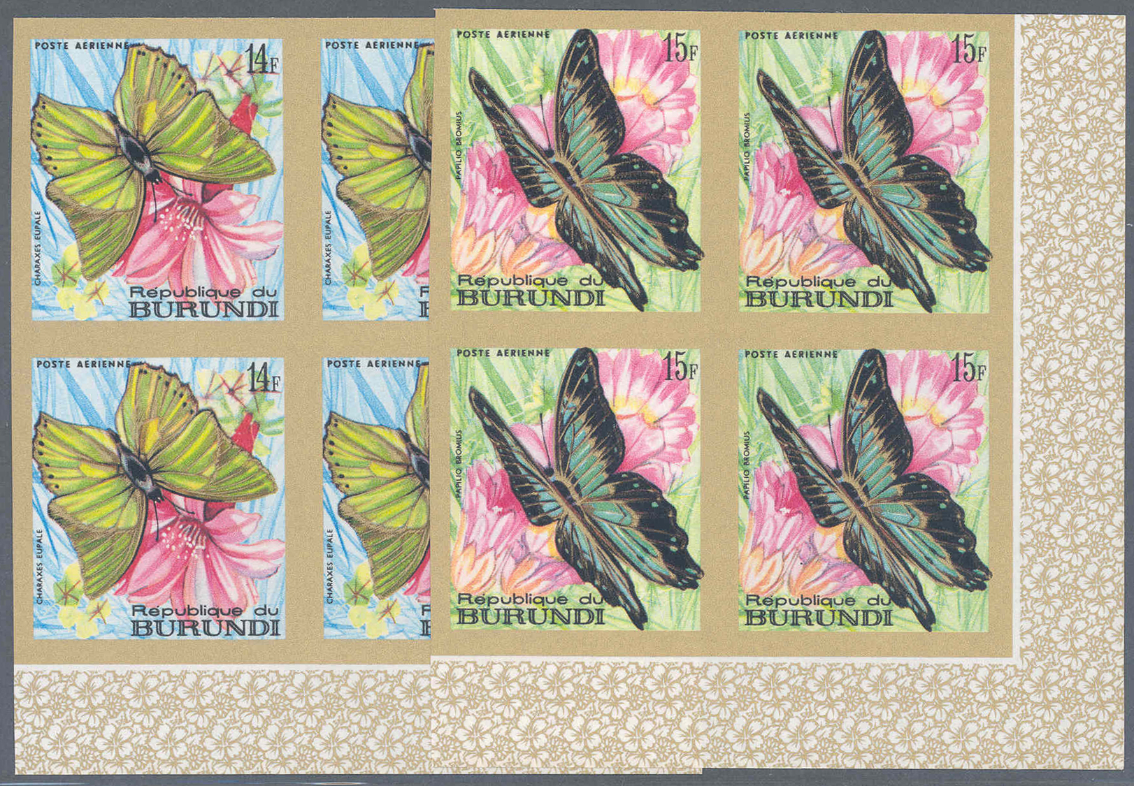 ** Thematik: Tiere-Schmetterlinge / Animals-butterflies: 1968, Burundi, Schmetterlinge Komplett In UNGEZÄHNTEN Eckrand-V - Butterflies