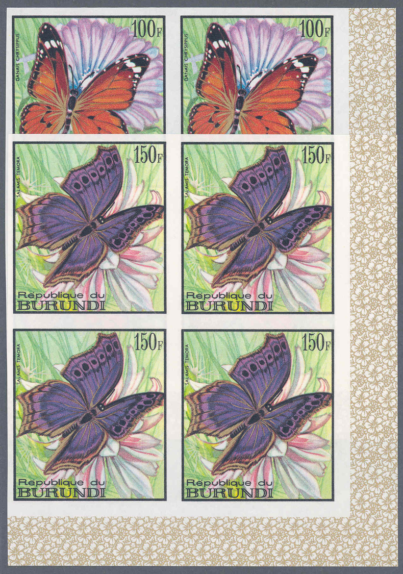 ** Thematik: Tiere-Schmetterlinge / Animals-butterflies: 1968, Burundi, Schmetterlinge Komplett In UNGEZÄHNTEN Eckrand-V - Butterflies