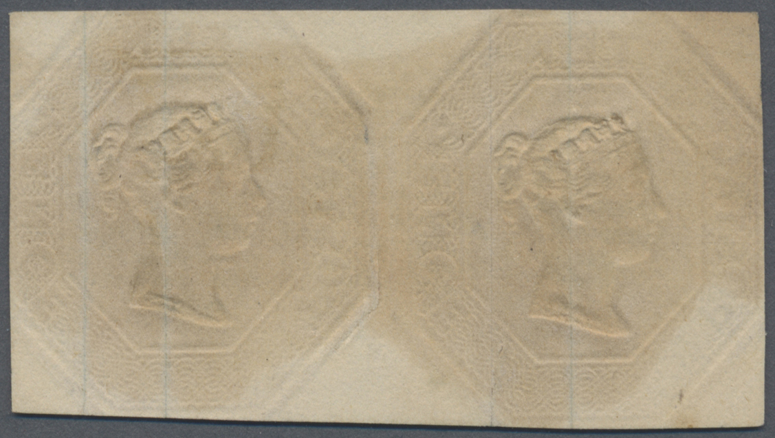 O Großbritannien: 1848, 10d. Brown, Horiz. Pair, Cut Into And Left Stamp Large Tear, Neatly Oblit. By Oval Barre - Autres & Non Classés