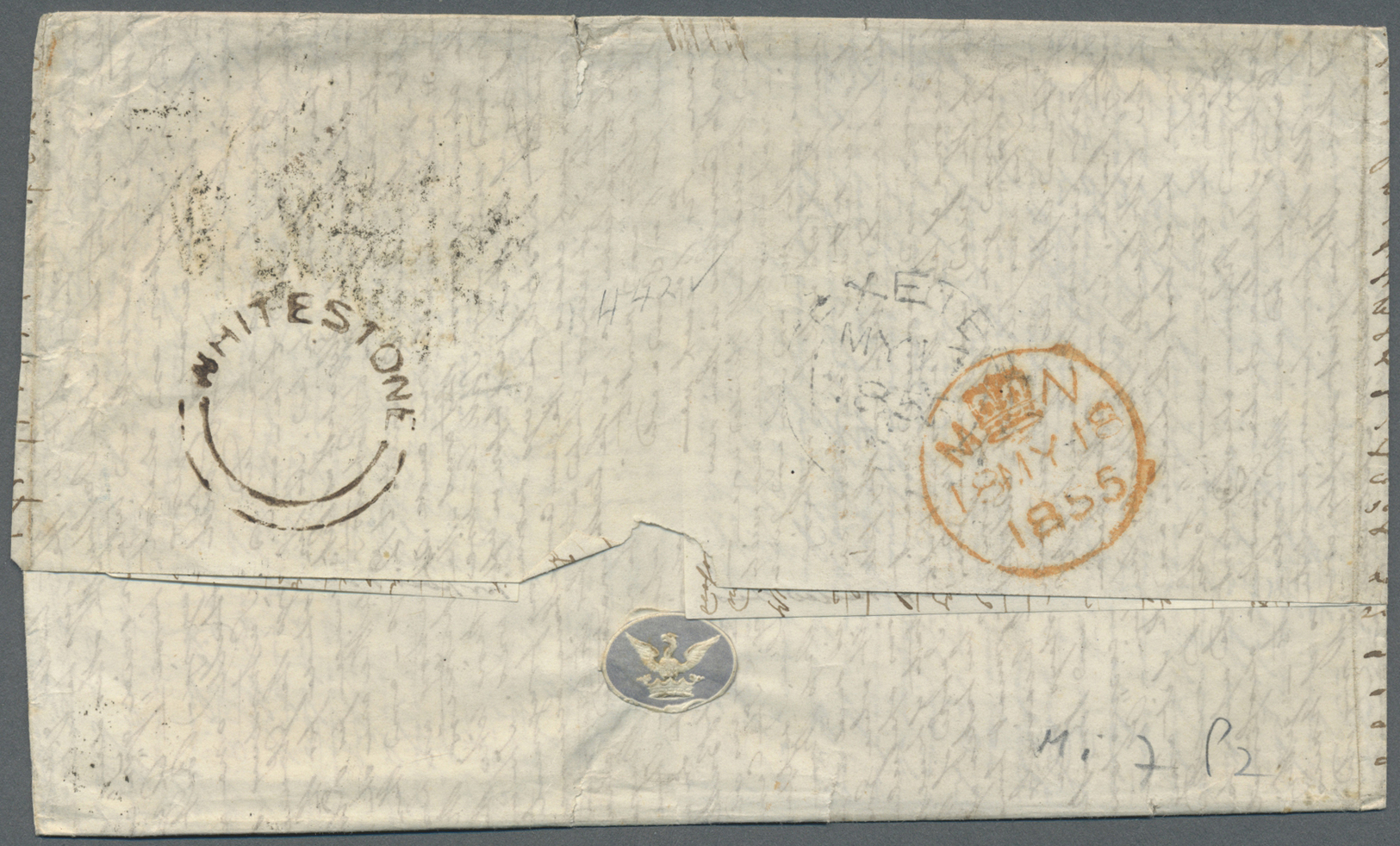 Br Großbritannien: 1855 Two Entire Letters From Exeter To "Major Clarke, Dep: Commissioner, Goojranwala, Punjab/B - Autres & Non Classés