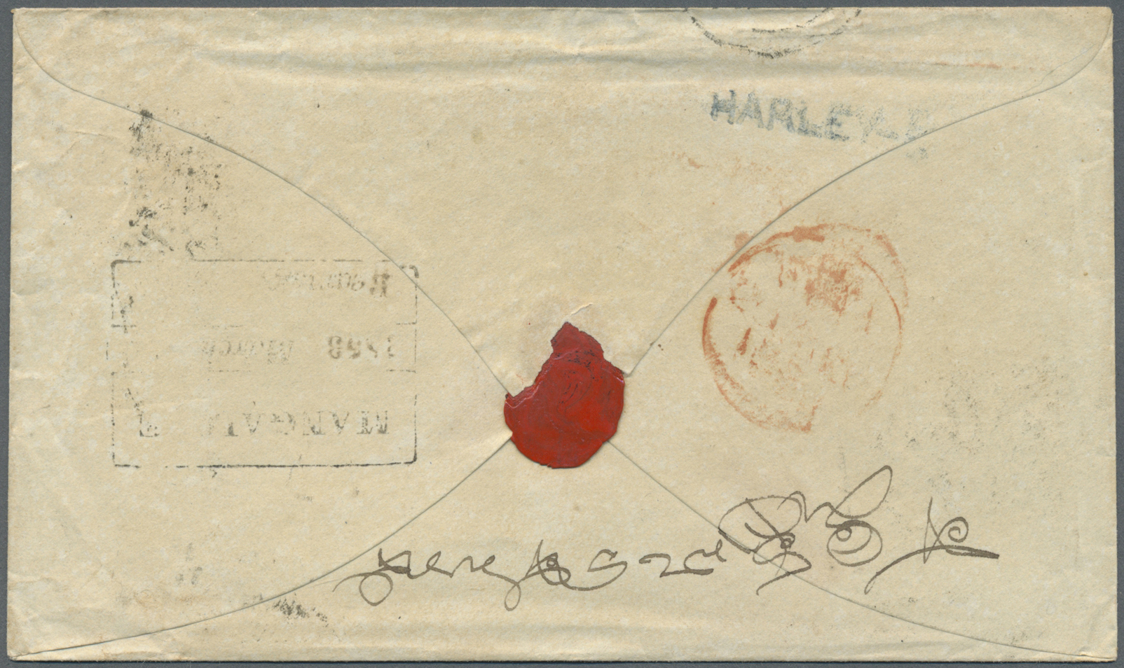 Br Großbritannien: 1853/1855: A Cover And A Letter To India Both Franked By Embossed 1847-55 1s. Green, Cut-to-sh - Autres & Non Classés