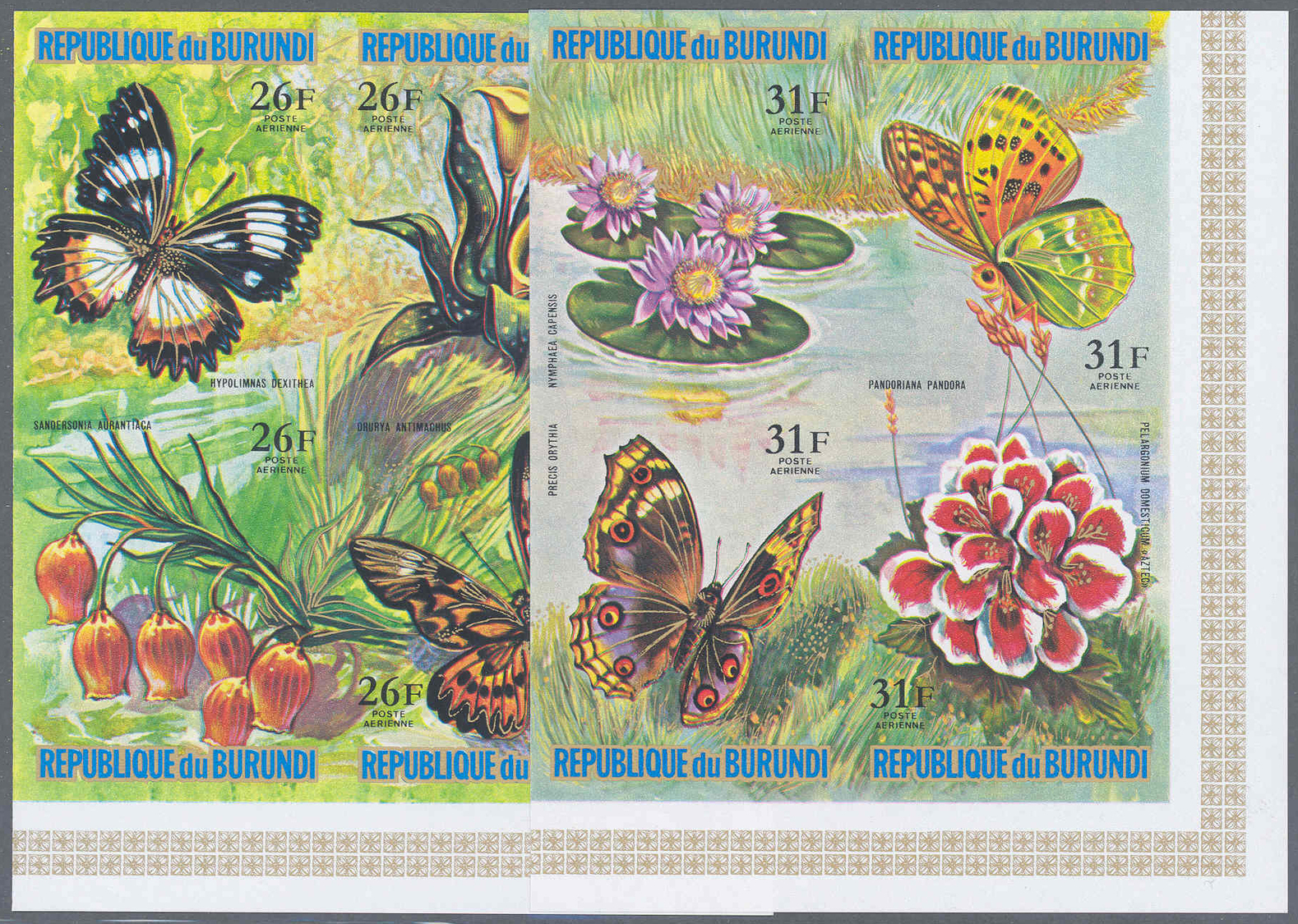 ** Thematik: Tiere-Schmetterlinge / Animals-butterflies: 1973, Burundi, Schmetterlinge Und Blumen Komplette Serie In UNG - Butterflies