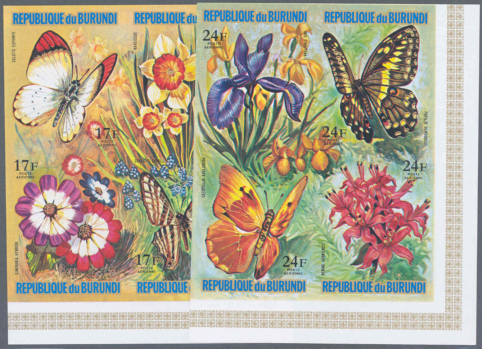 ** Thematik: Tiere-Schmetterlinge / Animals-butterflies: 1973, Burundi, Schmetterlinge Und Blumen Komplette Serie In UNG - Butterflies