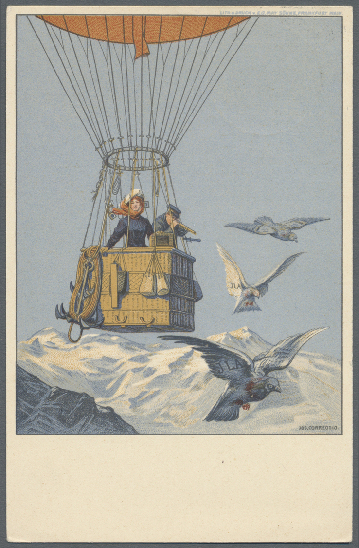 GA Thematik: Tiere-Vögel / Animals-birds: 1909, Dt. Reich. Privat-Postkarte 5 Pf Germania "Intl. Luftschiffahrt Ausstell - Other & Unclassified