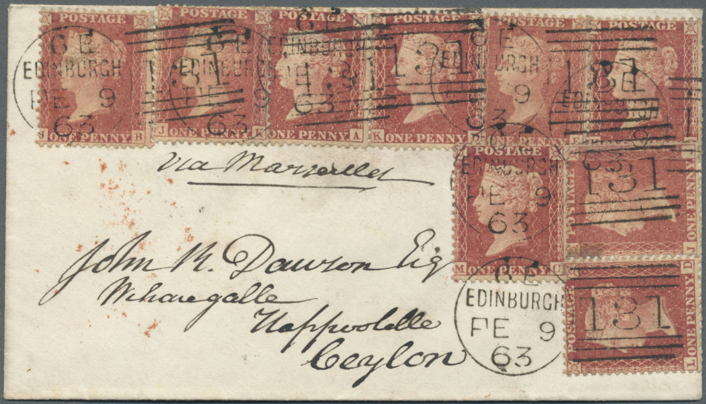Br Großbritannien: 1857, 9 X 1 D Rose-red, Multiple Franking On Cover From A.& J Dawson Distillers In Linlithgow - Autres & Non Classés
