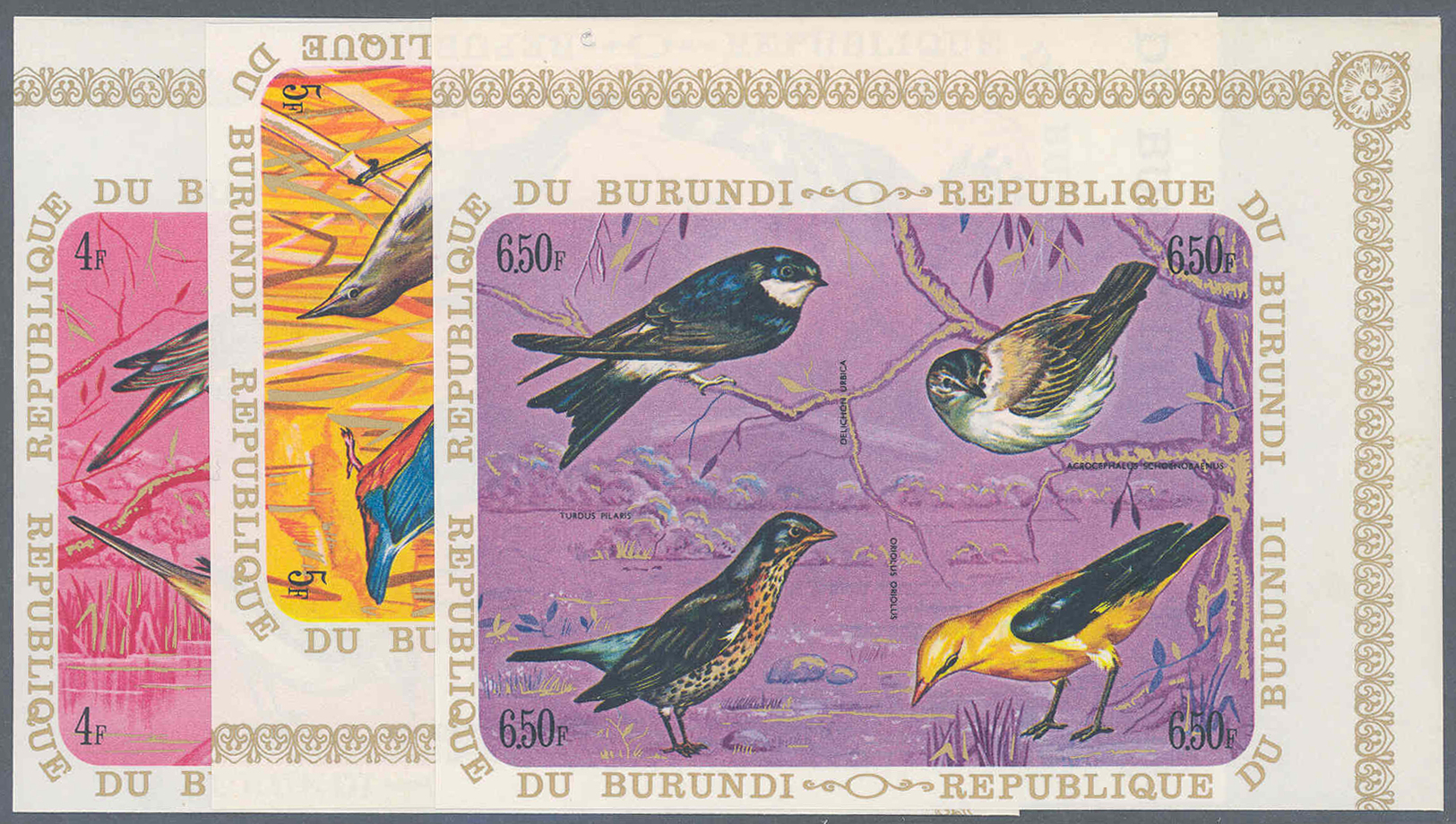 ** Thematik: Tiere-Vögel / Animals-birds: TIERE-VÖGEL: Burundi 1970/71, Vögel Komplett In UNGEZÄHNTEN Eckrand-Viererbloc - Other & Unclassified