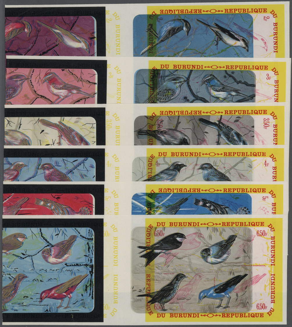 ** Thematik: Tiere-Vögel / Animals-birds: 1970, Burundi - 6 Items; Double Single Die Proofs For The Miniatur Sheets In H - Other & Unclassified