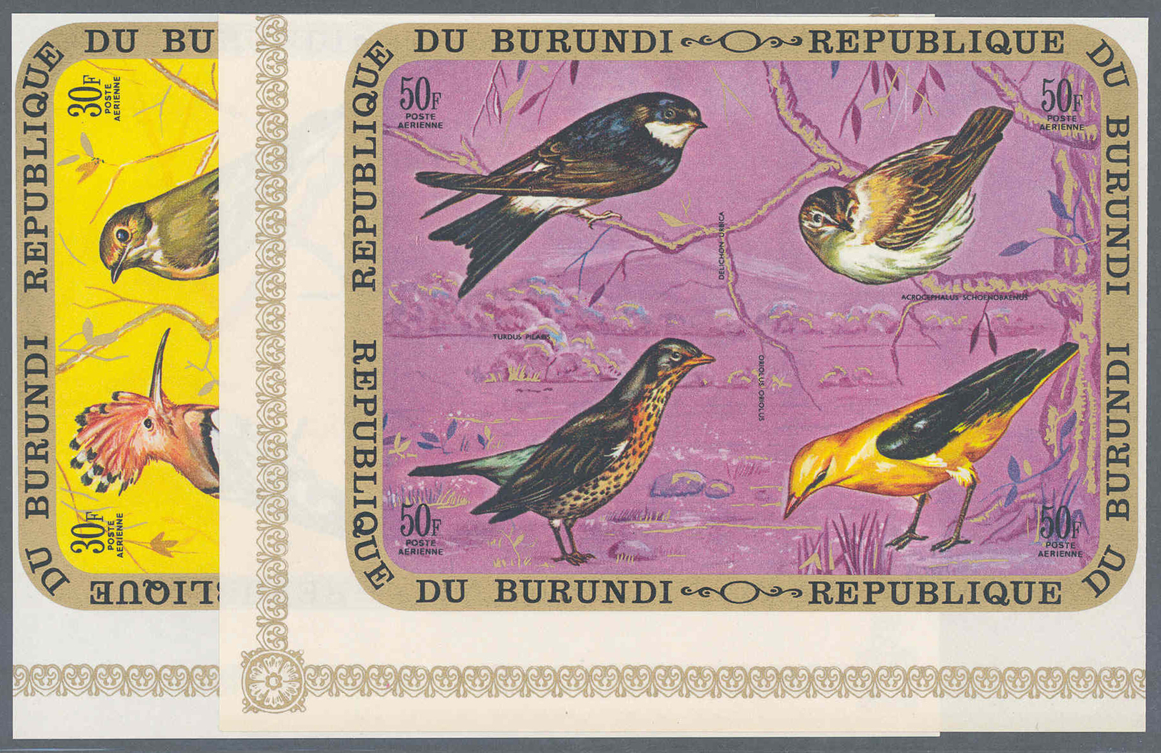 ** Thematik: Tiere-Vögel / Animals-birds: 1970/71, Burundi, Vögel Komplett In UNGEZÄHNTEN Eckrand-Viererblocks, Im Miche - Other & Unclassified