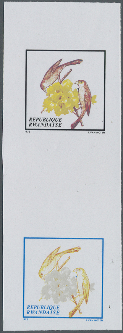 ** Thematik: Tiere-Vögel / Animals-birds: 1972, Rwanda. Imperforate Proof Gutter Pair In Unissued Colors For The 20c Val - Other & Unclassified