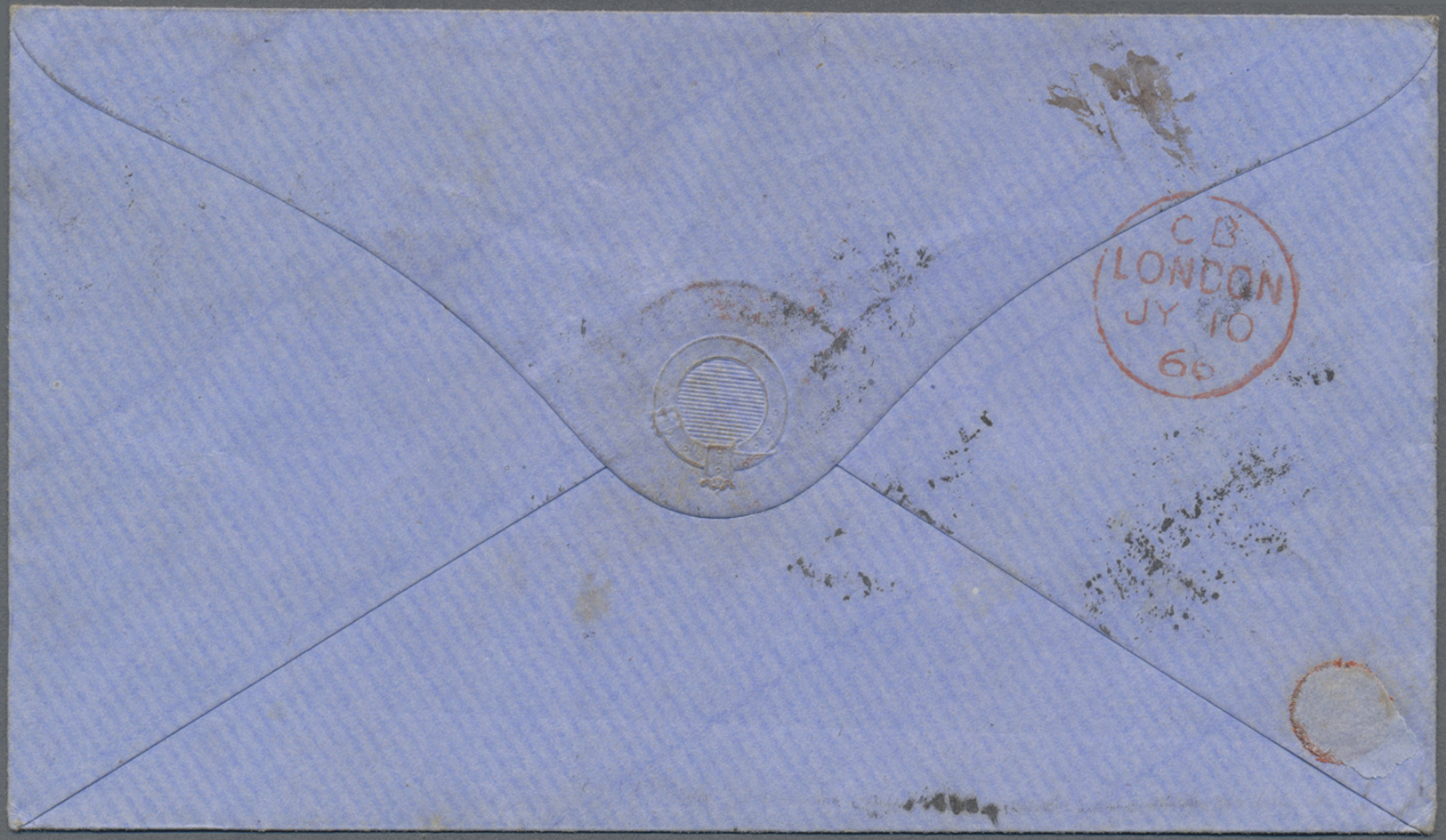 Br Großbritannien: 1866. Envelope Addressed To France Bearing SG 44, 1d Rose (4) Tied By Leeds/447 Duplex Underpa - Sonstige & Ohne Zuordnung