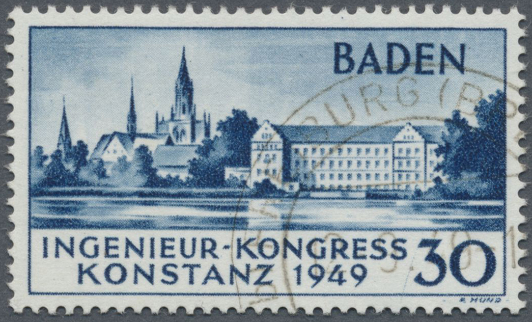 O Französische Zone - Baden: 1949, 30 Pf Konstanz II. Auflage Gestempelt, Fotoattest BPP, Mi 1.900.- - Altri & Non Classificati